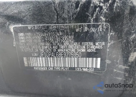 2014 Subaru Impreza 2.0I Sport Premium из США, поврежденный, VIN JF1GPAL68E9275950